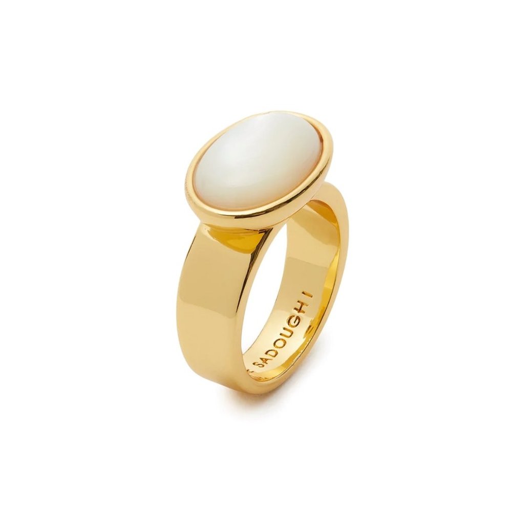 NEW Lele Sadoughi Pearl Dome Signet Ring